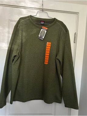 Karbon Olive Green Crew Neck Long Sleeve Shirt